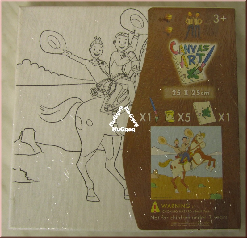 Ausmalbild mit Farben "Pferd mit Reiter", Canvas-Art, 25 x 25 cm