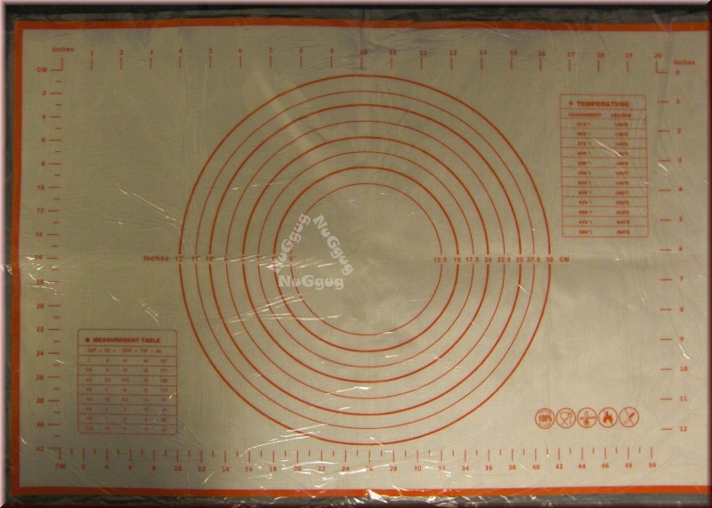 Backmatte mit Messeinteilung, Silikonmatte, 60 x 40 cm, rutschfest, antihaft