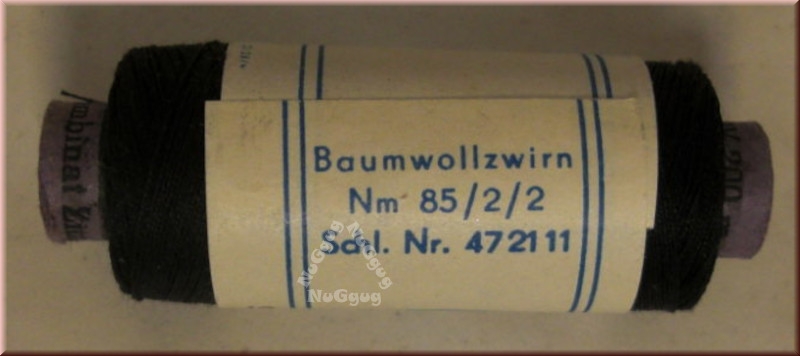 VEB Baumwollzwirn schwarz 40/4, Garn Nm. 85/2/2, 200 Meter