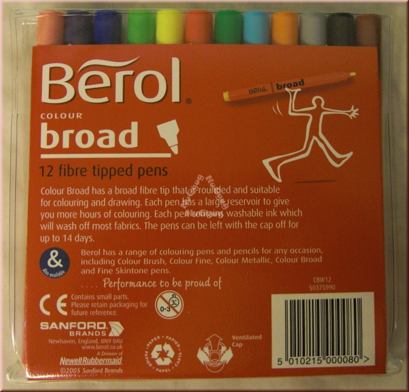 Berol colour broad Fasermaler, 12 Farben