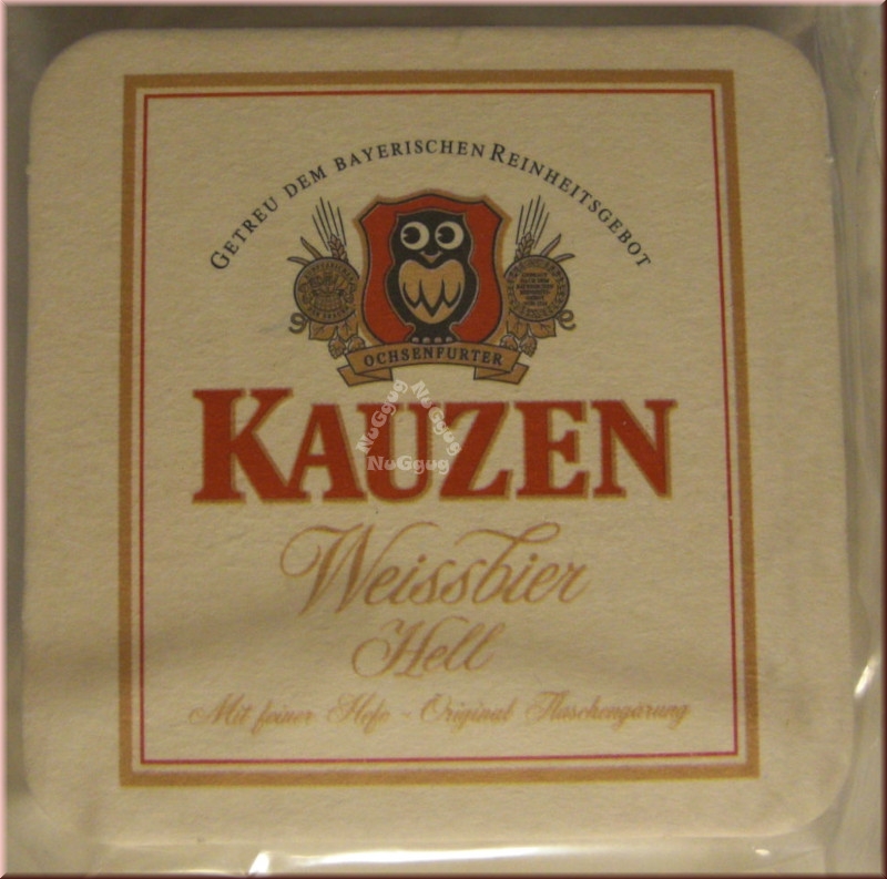 Untersetzer "Kauzen Bräu", aus Pappe, 40 Stück, 4 Motive, Bierdeckel