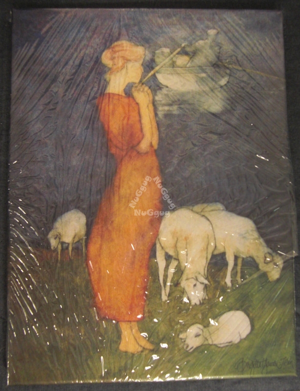 Deko-​Bild "Schaafe mi Frau" auf Leinwand, Druck auf Keilrahmen, 40 x 30 cm
