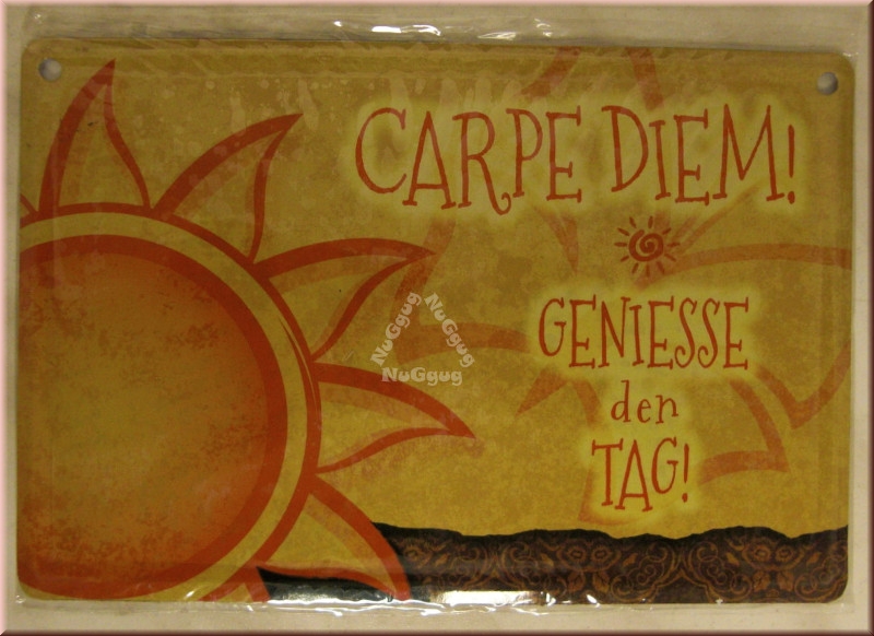 Blechschild "CARPE DIEM! GENIESSE den TAG!", Blechpostkarte 10 x 15 cm, von Albatros
