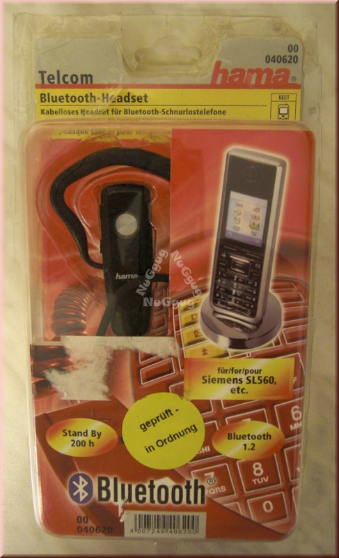 Bluetooth Headset "Telcom" für Siemens SL560 Schnurlostelefon, von Hama