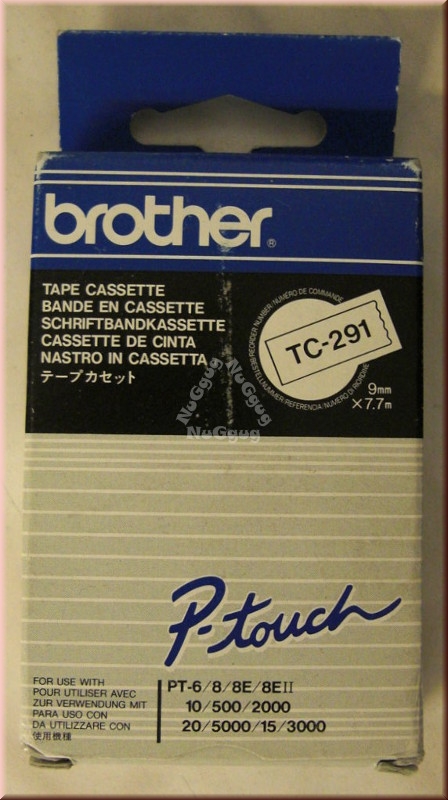 Schriftbandkassette brother TC-291, 9mm x 7,7m, weiß