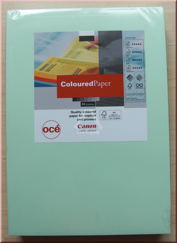 Kopierpapier A4 Canon Coloured océ, hellgrün, 120 g/m², 250 Blatt, Druckerpapier