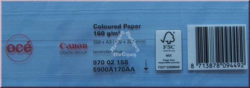 Kopierpapier A3 Canon Coloured océ, lavendelblau, 160 g/m², 250 Blatt, Druckerpapier