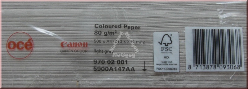 Kopierpapier A4 Canon Coloured océ, hellgrau, 80 g/m², 500 Blatt, Druckerpapier