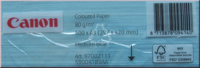 Kopierpapier A3 Canon Coloured, mittelblau, 80 g/m², 500 Blatt, Druckerpapier