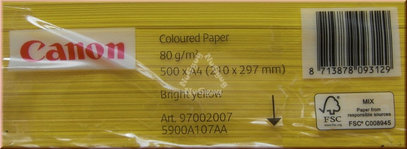 Kopierpapier A4 Canon Coloured, gelb, 80 g/m², 500 Blatt, Druckerpapier