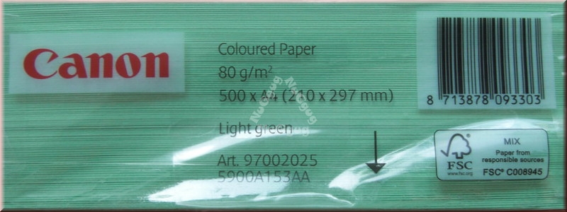 Kopierpapier A4 Canon Coloured, hellgrün, 80 g/m², 500 Blatt, Druckerpapier