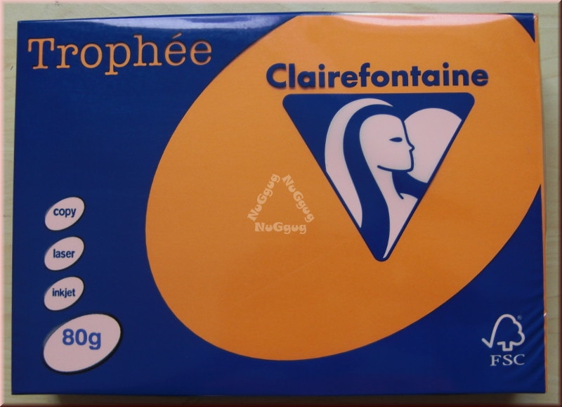 Kopierpapier A4 Clairefontaine Trophée 1761, orange, 80 g/m², 500 Blatt, Druckerpapier