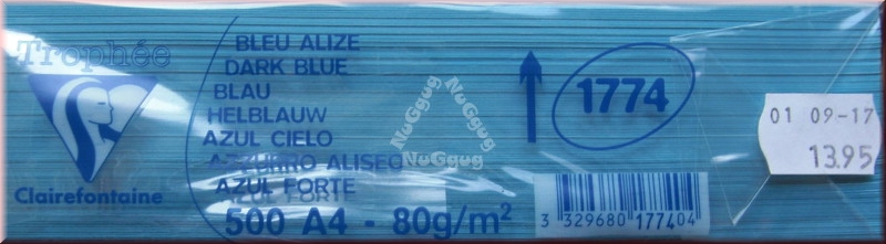 Kopierpapier A4 Clairefontaine Trophée 1774, blau, 80 g/m², 500 Blatt, Druckerpapier
