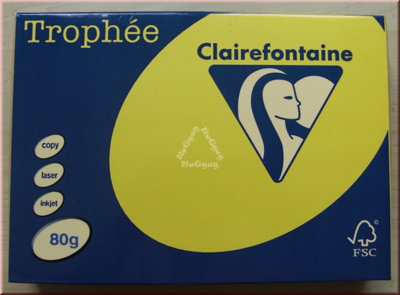 Kopierpapier A4 Clairefontaine Trophée 1877, kanariengelb, 80 g/m², 500 Blatt, Druckerpapier