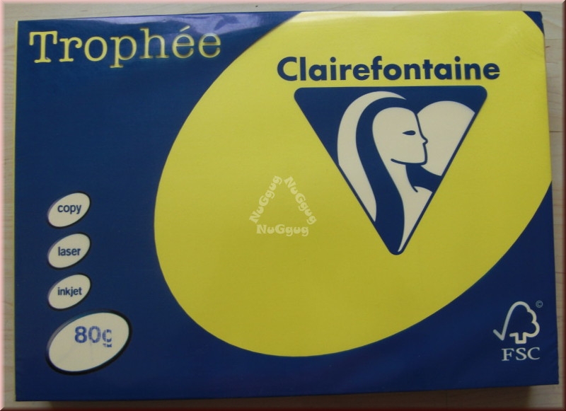 Kopierpapier A3 Clairefontaine Tophée 1887, kanariengelb, 80 g/m², 500 Blatt, Druckerpapier