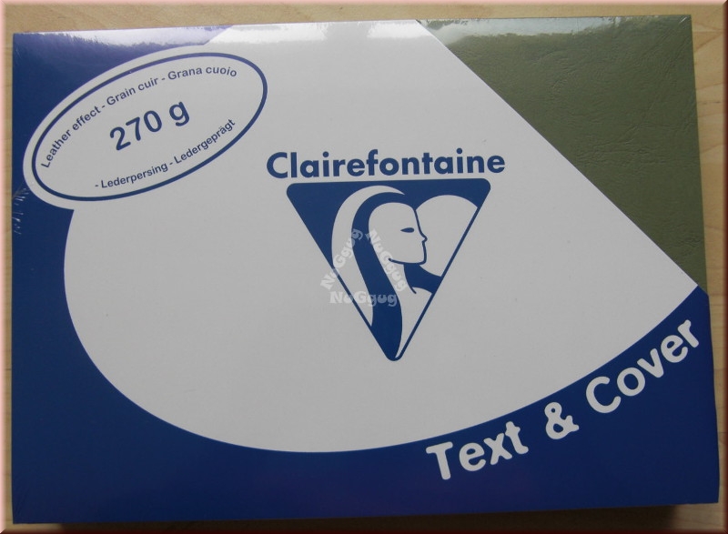 Einbanddeckel A4 ledergeprägt Clairefontaine Text & Cover 2703, dunkelgrün, 270 g/m², 100 Blatt, Deckblätter