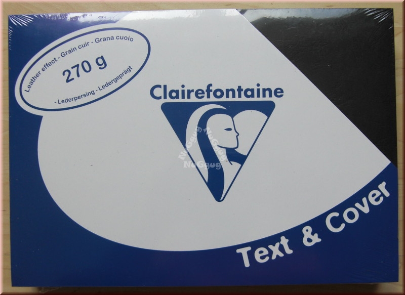 Einbanddeckel A4 ledergeprägt Clairefontaine Text & Cover 2710, schwarz, 270 g/m², 100 Blatt, Deckblätter