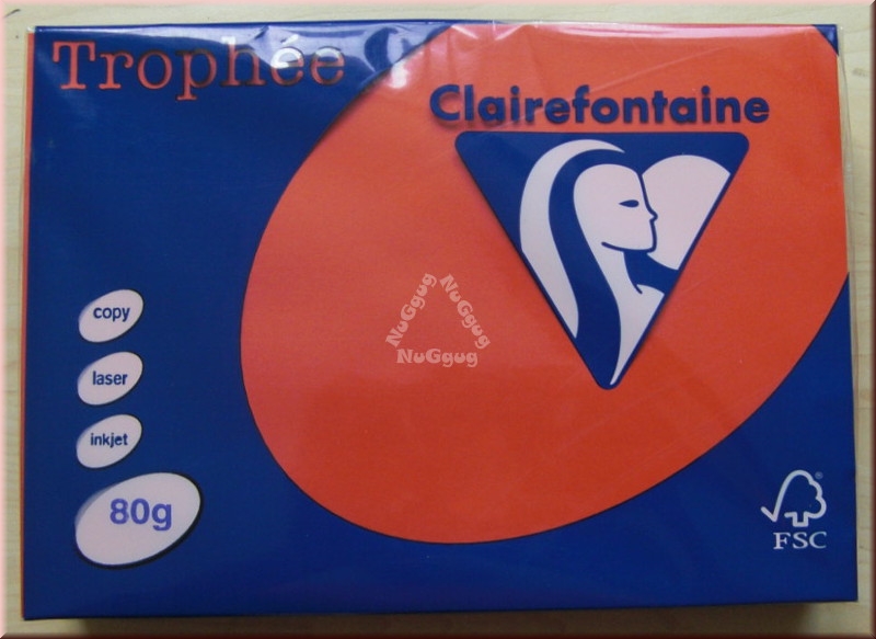 Kopierpapier A4 Clairefontaine Trophée 8175, korallenrot, 80 g/m², 500 Blatt, Druckerpapier