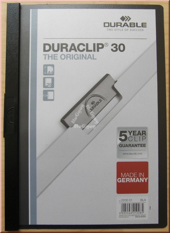 Klemmhefter Duraclip 30, A4 aus Kunststoff, von Durable, schwarz, Klemmmappe