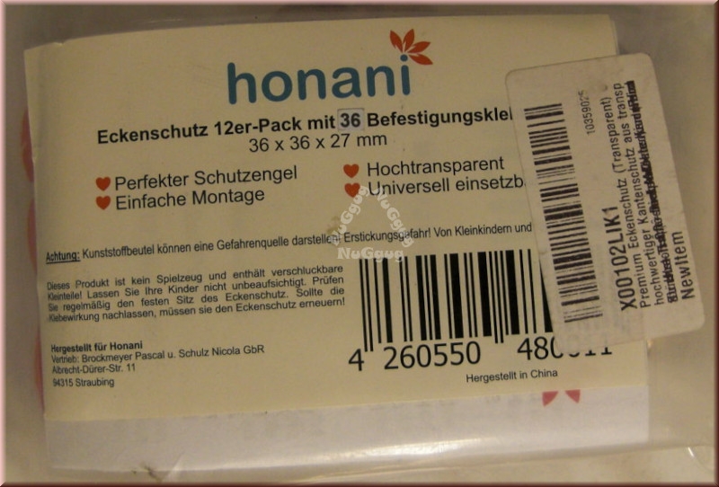 honani Eckenschutz/Kantenschutz für Tischplatten und Schrankecken, 12 Stück, transparent