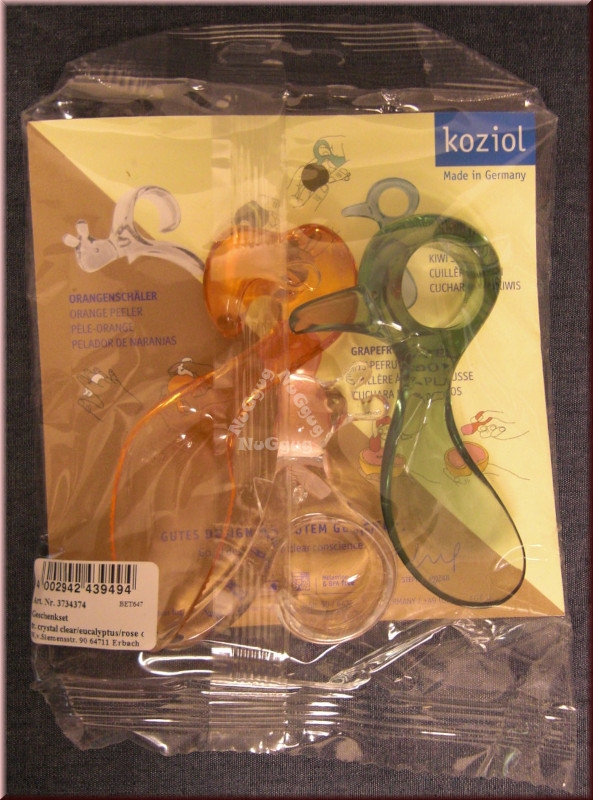 Koziol Fresh Vitamins Set, Kiwilöffel, Orangeschäler, Grapefruitlöffel, transparent