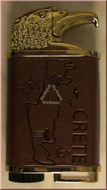 Feuerzeug "CRETE", Adlerkopf, Lederbezug, Sammlerfeuerzeug