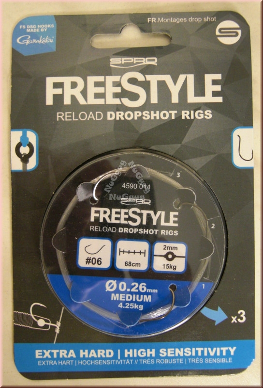 Angelschnur Spro Freestyle Reload Dropshot Rigs, Medium 0,26 mm, 3 Stück