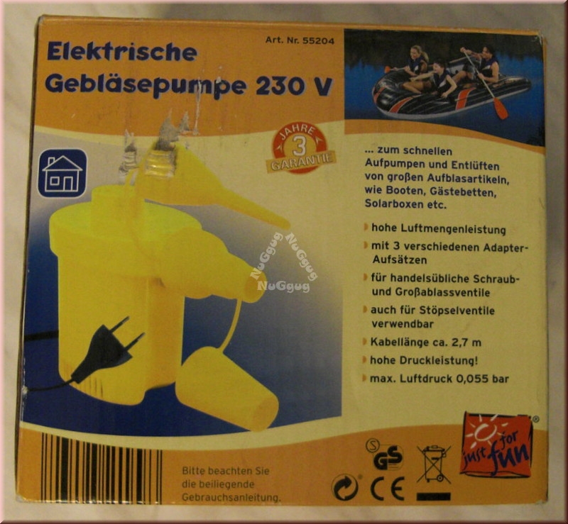Elektrische Gebläsepumpe 230 V, gelb, Luftpumpe, Elektropumpe