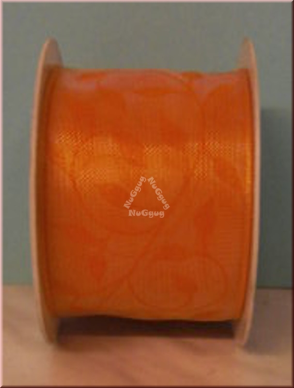 Geschenkband "orange Ranken", 40mm x 2 m, Ribbon, Dekoband, Schleifenband