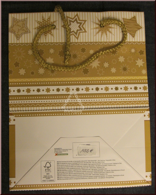Geschenktasche Weihnachten "Sterne", 23 x 18 x 10 cm