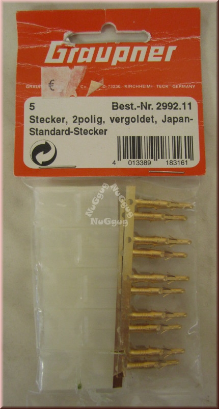 Stecker, 2polig, vergoldet, 5 Stück, Japan-Standard-Stecker von Graupner