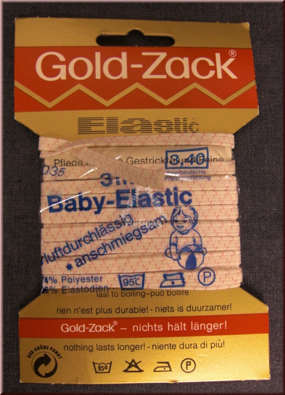 Gold-Zack Baby-​Elastic, Gummilitze, 5 mm, 3 m, Artikelnummer 1035