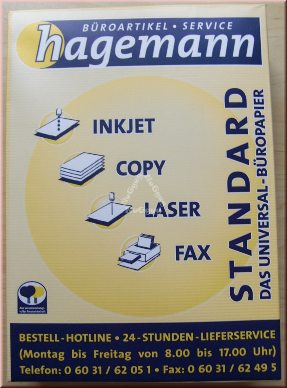 Kopierpapier A4 Hagemann Standard, weiss, 80 g/m², 500 Blatt, Druckerpapier