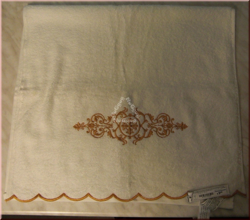 Handtuch Zara Home, 50 x 90 cm, weiß mit kupferfarbener Stickerei