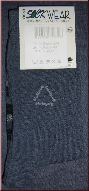 Socken eco sock wear, blau/schwarz gestreift, Größe 43-46