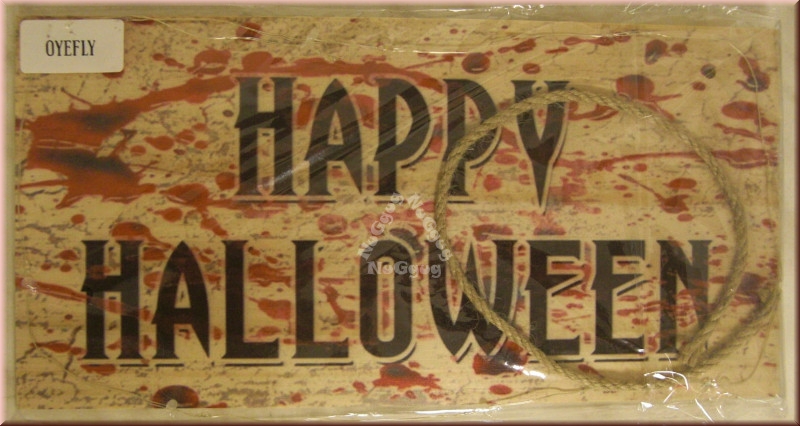 OYEFLY Holzschild "Happy Halloween" mit bunter LED-Beleuchtung, 30 x 15 cm