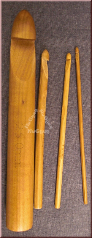 Häkelnadel Set, 4 Stück, 25, 8, 5 und 3,5 mm, Holz