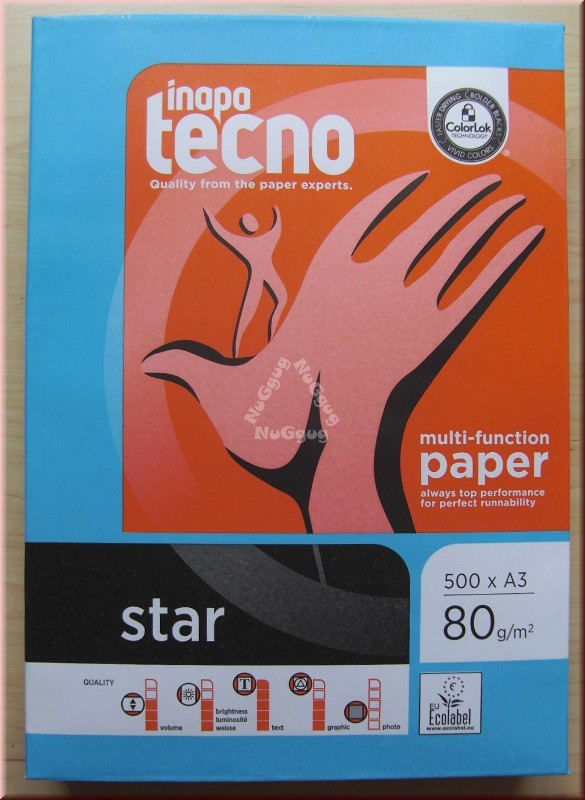 Kopierpapier A3 inapa tecno star, weiss, 80 g/m², 500 Blatt, Multifunktions Druckerpapier