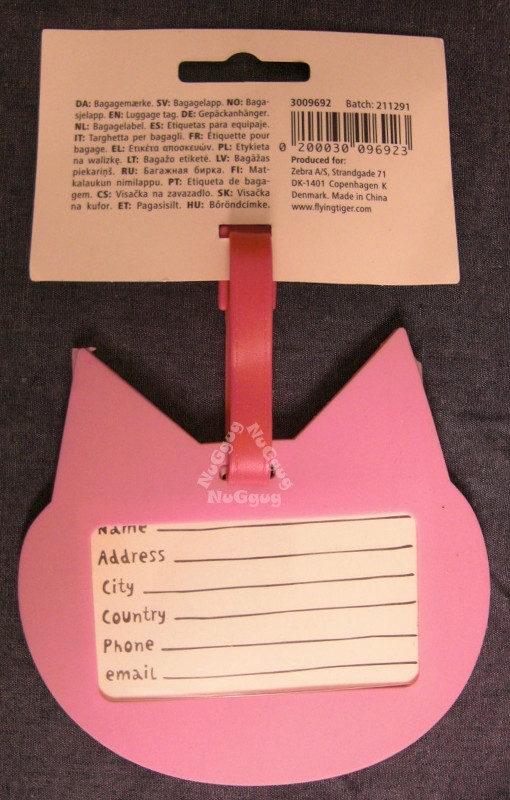 Kofferanhänger Katzenkopf, Silikon, pink