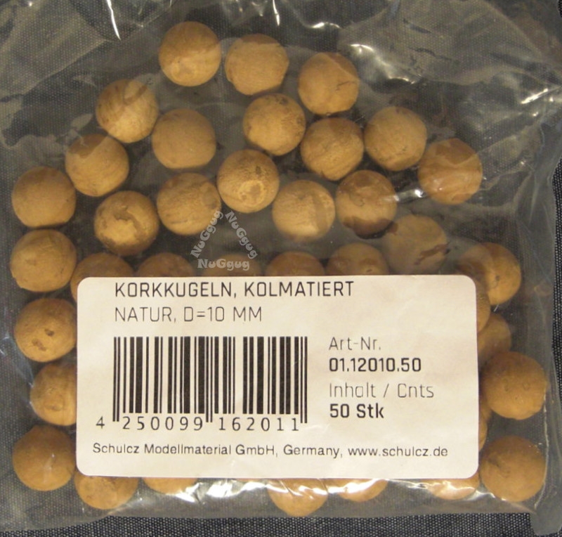 Korkkugeln, 50 Stück, Durchmesser 10 mm