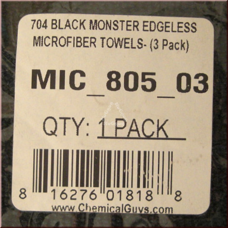 Monster Edgeless Microfasertuch, 3er-Pack, 40 x 40 cm, schwarz