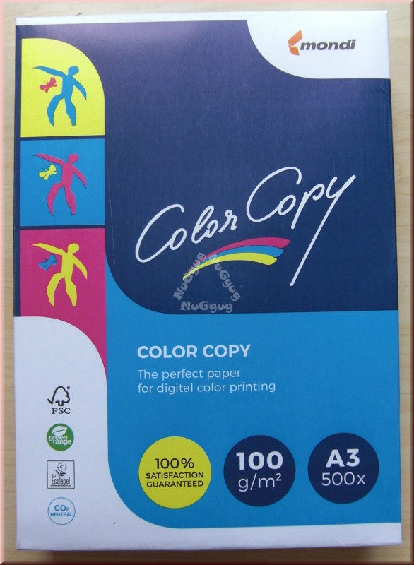 Kopierpapier A3 mondi Color Copy, weiss, 100 g/m², 500 Blatt, Druckerpapier