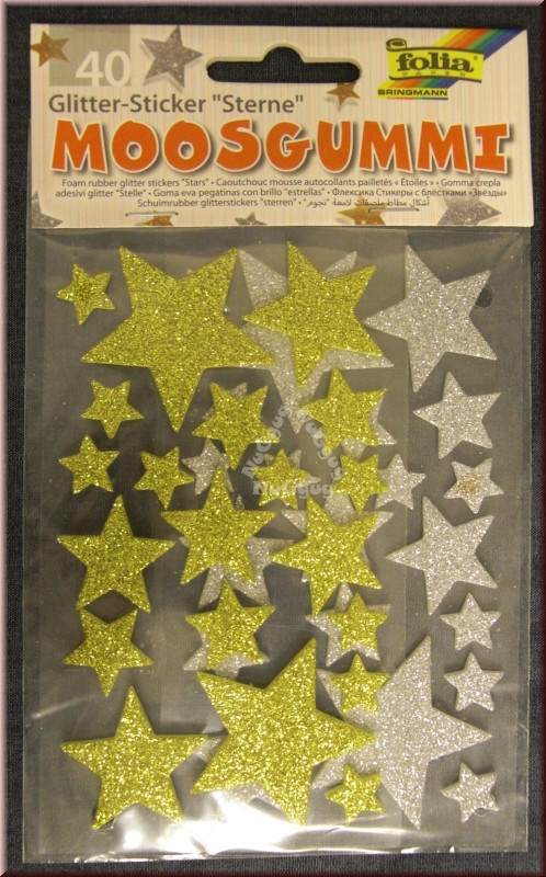 Moosgummi Glitter Sticker "Sterne", 40 Stück
