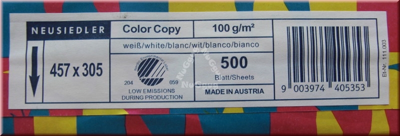 Kopierpapier A3+ Neusiedler Color Copy, weiss, 100 g/m², 500 Blatt, Druckerpapier