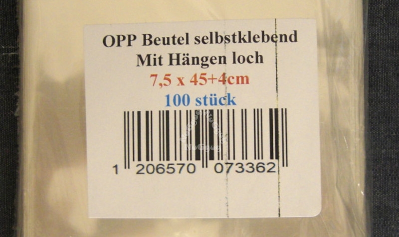 OPP Polybeutel selbstklebend, 100 Stück, 7,5 x 45+4 cm, Cellophantüten, transparent