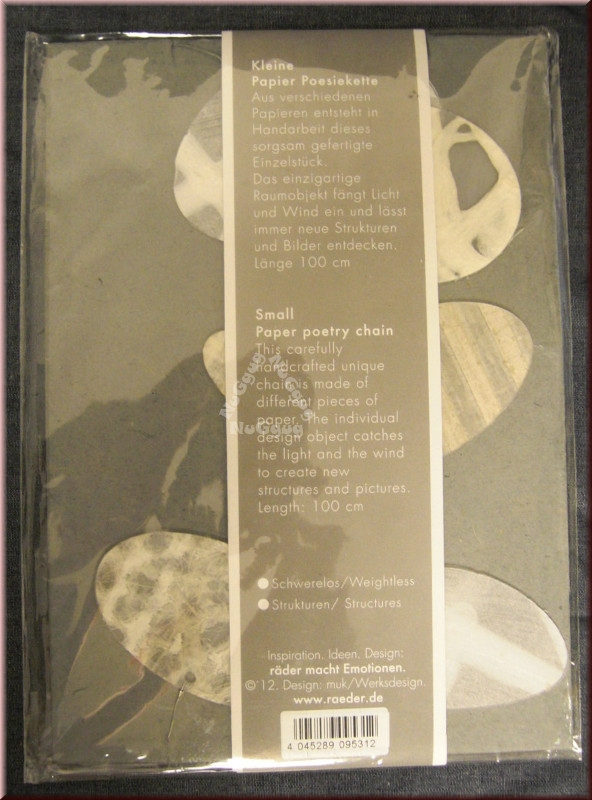 Hängedeko "Kleine Papier Poesiekette", 100 cm, grau, von Räder