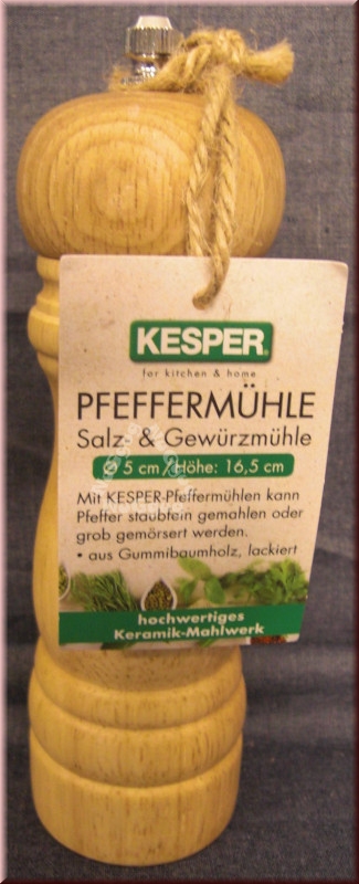 Salz- und Pfeffermühle aus Holz, von Kesper, 5 x 16,5 cm