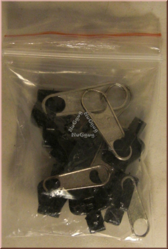 Reißverschluß Zipper Set, schwarz/silber, 6 Stück