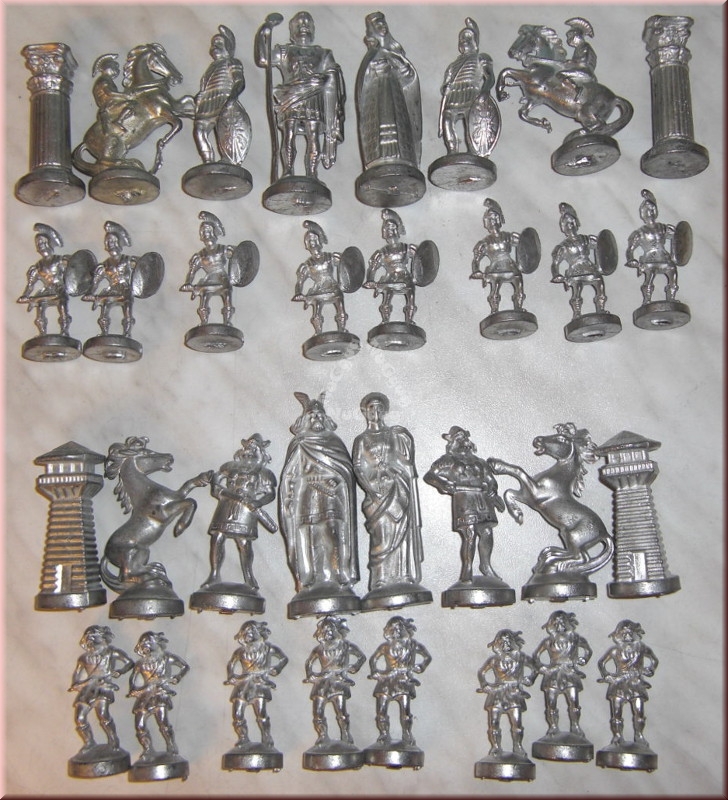 Schachfiguren Set Römer, Zinn, 32 Stück