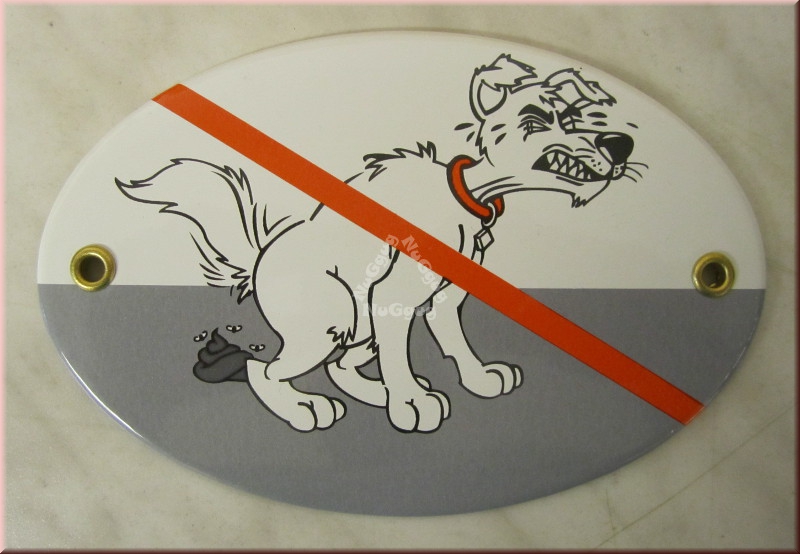Verbotsschild "Hier kein Hundeklo", Emailleschild oval